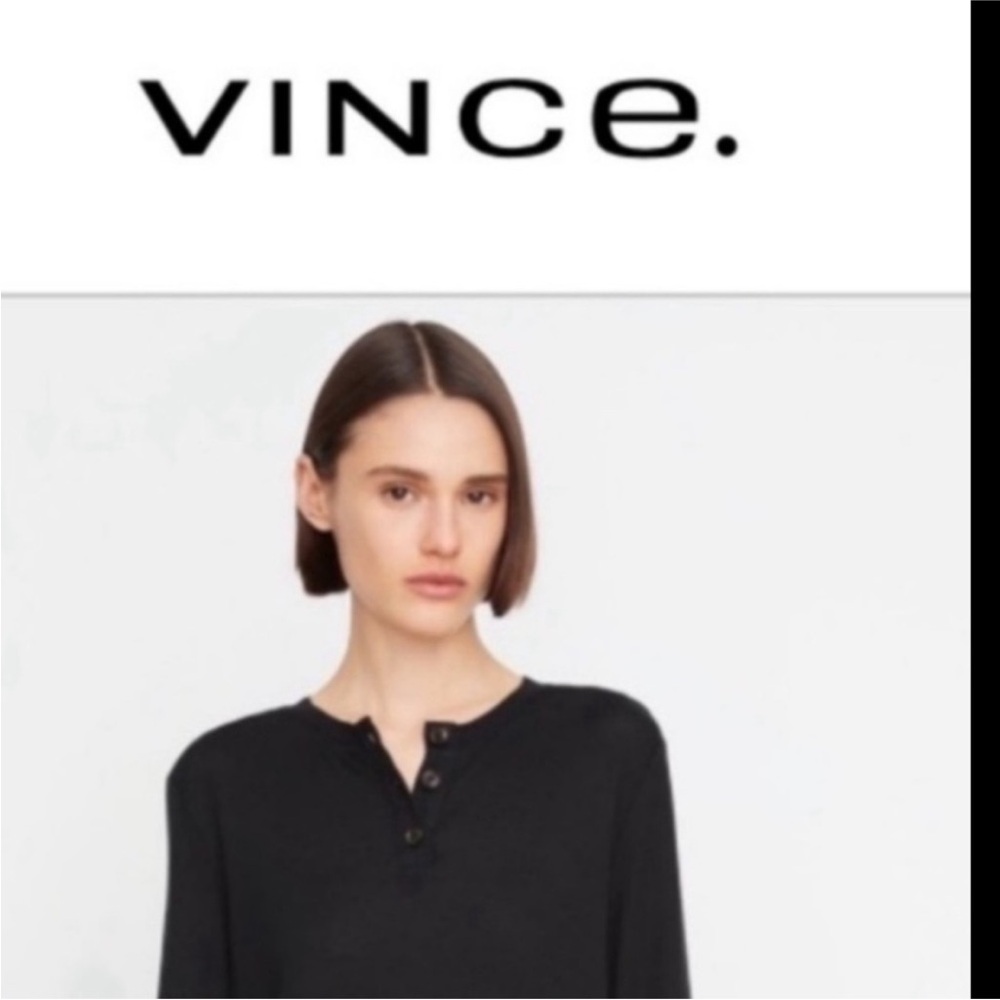 Vince Black Long Sleeve Buttoned Mandarin Collar Shirt